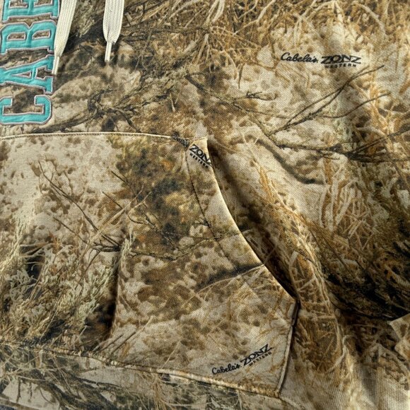 Cabelas Camo Hoodie Women Camouflage Blue Embroidered Logo Medium Fleece Hunting - Picture 11 of 13